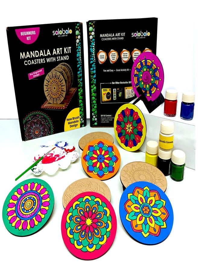 SOLOBOLO Mandala Art kit for Kids Adults,Indian Art Forms Kits,Art & Craft kit Birtday Return Gift for Girls 9-12 12-15,Coloring & Painting kit Using Water Brush, Brown - Image 1